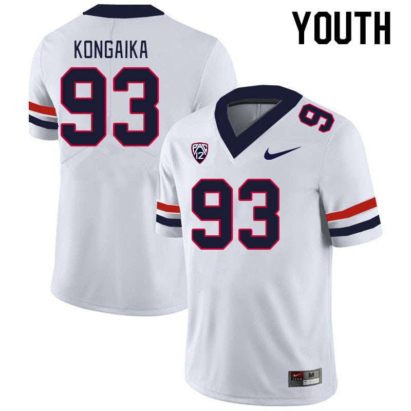Youth #93 Jacob Kongaika Arizona Wildcats College Football Jerseys Stitched-White - Click Image to Close